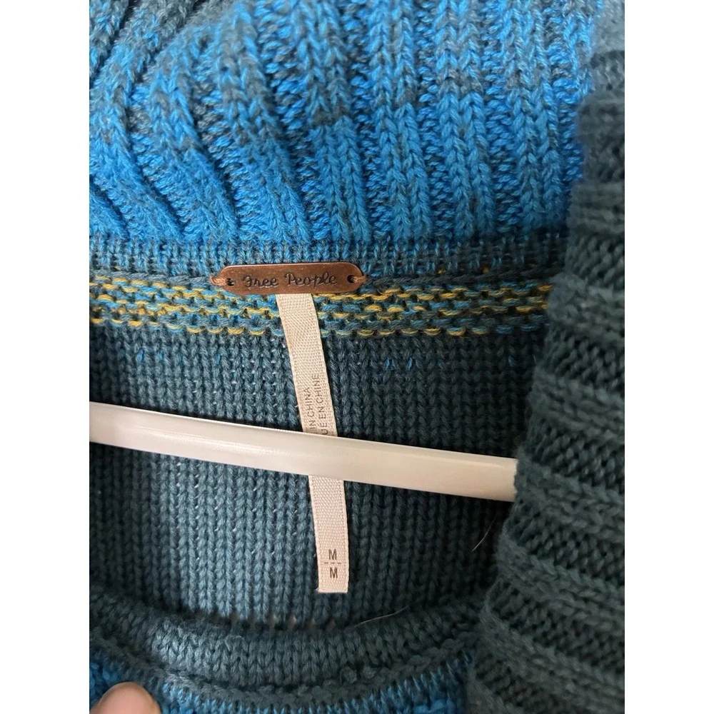 Free People Close To Me Knit Sweater Sz M Striped Bell Sleeve Boho Cotton